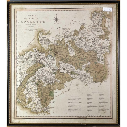 259A - MAPS. 'Dorsetshire,' by Robert Morden, later hand coloured, tide mark and toned, framed and glazed, ... 