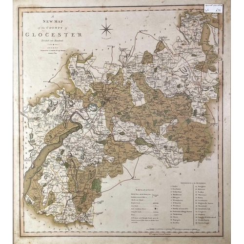 259A - MAPS. 'Dorsetshire,' by Robert Morden, later hand coloured, tide mark and toned, framed and glazed, ... 