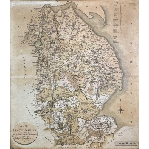 259A - MAPS. 'Dorsetshire,' by Robert Morden, later hand coloured, tide mark and toned, framed and glazed, ... 