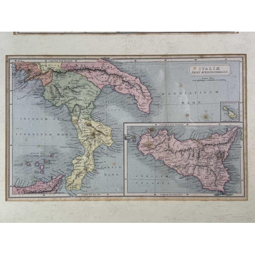 260 - MAPS. Two framed tripychs of early 20th century Greece and Italy, showing the North, Middle and sout... 