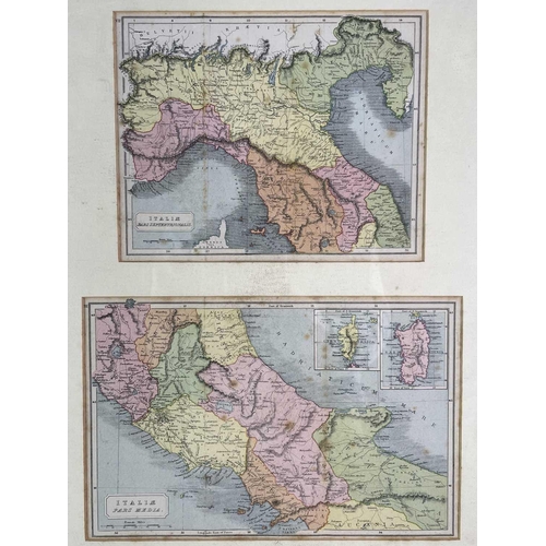 260 - MAPS. Two framed tripychs of early 20th century Greece and Italy, showing the North, Middle and sout... 