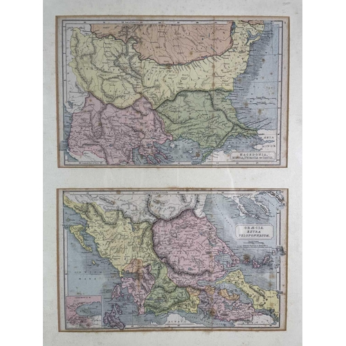 260 - MAPS. Two framed tripychs of early 20th century Greece and Italy, showing the North, Middle and sout... 