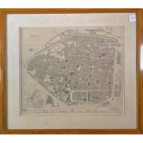 260A - 'Brussels (Bruxelles),' Society for the Diffusion of Useful Knowledge, engraved plan of the city rou... 