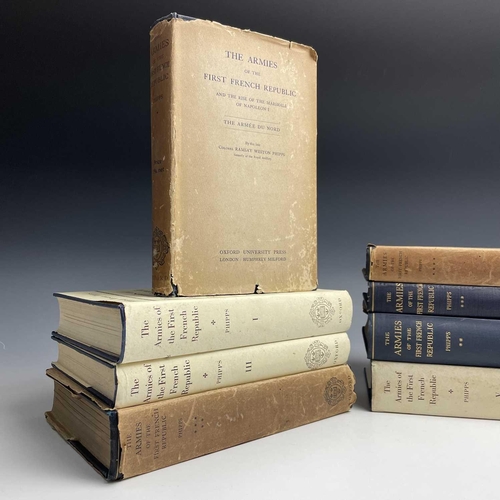 58 - COLONEL RAMSAY WESTON PHIPPS. 'The Armies of the First French Republic,' vols I-V with multiples of ... 