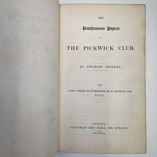 62 - CHARLES DICKENS. 'The Posthumous Papers of The Pickwick Club,' first edition, rebound in full leathe... 