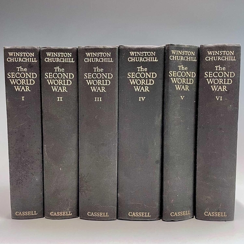 89 - WINSTON CHURCHILL. 'The Second World War,' first edition, six volumes, original cloth, ex libris, fo... 