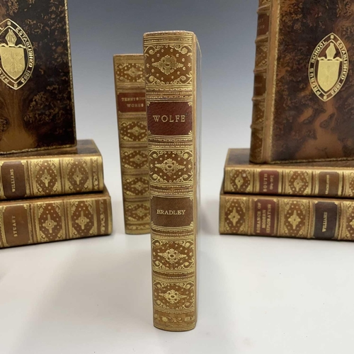 94 - BINDINGS. Nine Probus School prize's, uniformly bound in tree calf leather with tool worked gilt sch... 