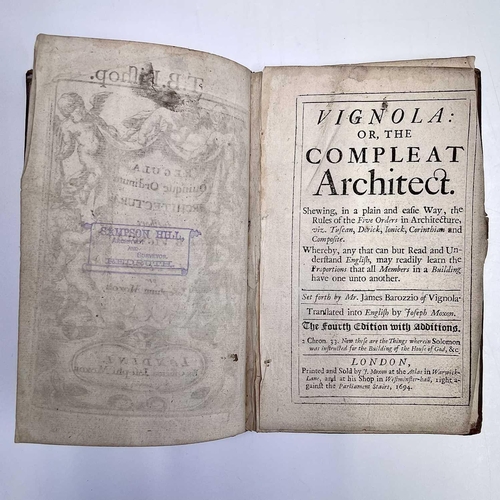 96 - 'Vignola: Or, The Compleat Architect,' by James Barozzio, translated by Joseph Moxon, ink stamp to v... 