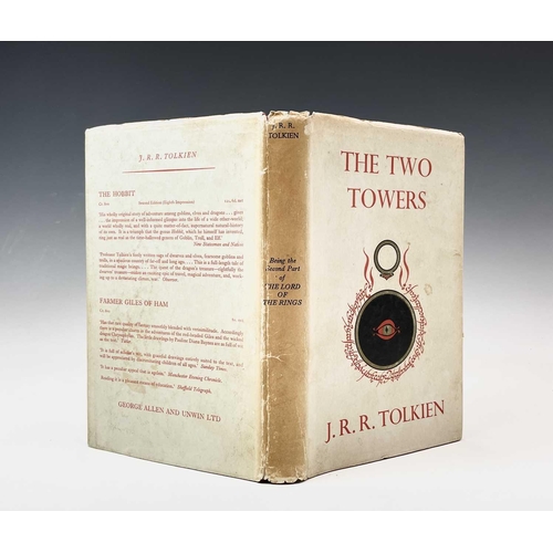 98 - J. R. R. TOLKIEN. 'The Two Towers,' fifth impression, unclipped dj, original cloth, staining to spin... 