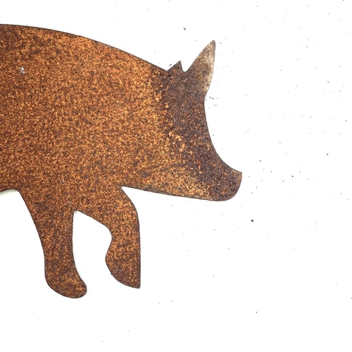 132 - A sheet metal weather vane mount in the form of a pig. Overall height 39cm.