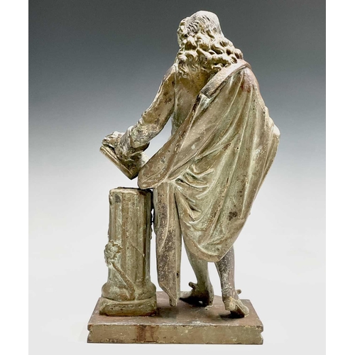 149 - A spelter figure of possibly Issac Newton, height 37cm.