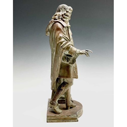 149 - A spelter figure of possibly Issac Newton, height 37cm.