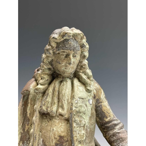 149 - A spelter figure of possibly Issac Newton, height 37cm.