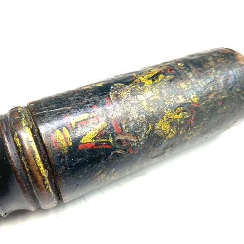 150 - A William IV painted truncheon, length 33cm, together with a 19th century plumbers treen lead dressi... 