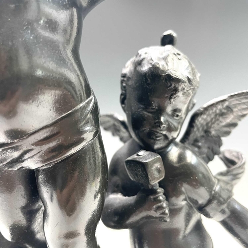 29 - After Rousseau, a bronze group of three cherubs, early 20th century, emblematic of art, music and sc... 