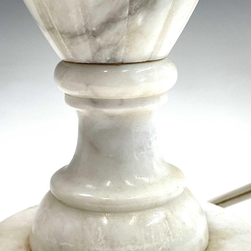 30 - A pair of white marble baluster turned table lamps, 20th century, height 37cm, together with an Engl... 