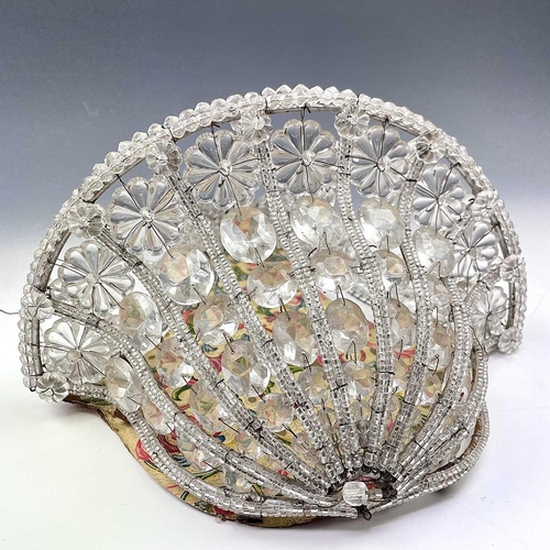 34 - A glass basket form wall light bracket, circa 1920, with mirror back and pendant, flowerhead and loz... 