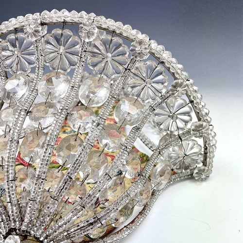 34 - A glass basket form wall light bracket, circa 1920, with mirror back and pendant, flowerhead and loz... 