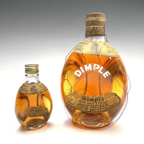 353 - Haig's Dimple Scotch whisky circa 1950 in presentation box together with a smaller bottle and a mini... 