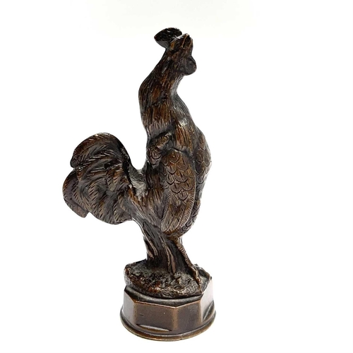 38 - An Elkington & Co bronze car mascot, circa 1920, modelled as a cockerel, impressed mark, height 12cm... 