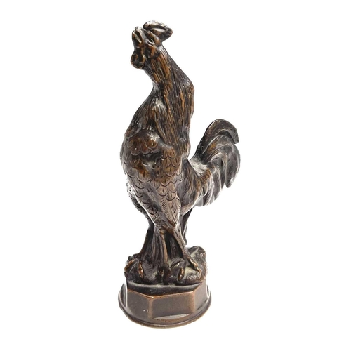 38 - An Elkington & Co bronze car mascot, circa 1920, modelled as a cockerel, impressed mark, height 12cm... 