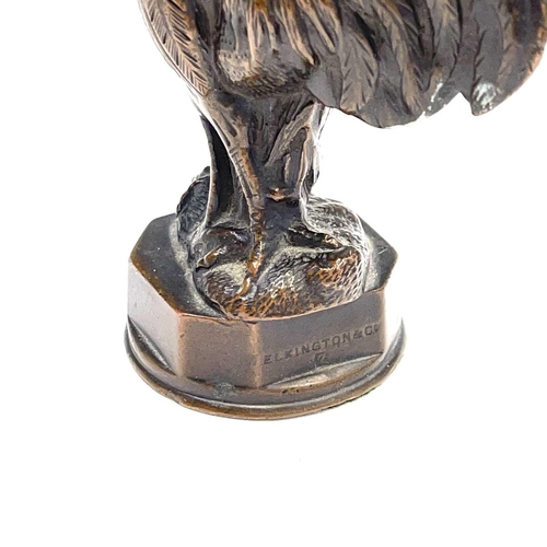 38 - An Elkington & Co bronze car mascot, circa 1920, modelled as a cockerel, impressed mark, height 12cm... 