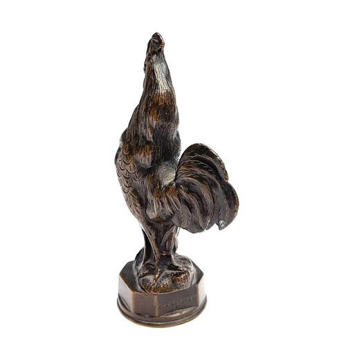 38 - An Elkington & Co bronze car mascot, circa 1920, modelled as a cockerel, impressed mark, height 12cm... 