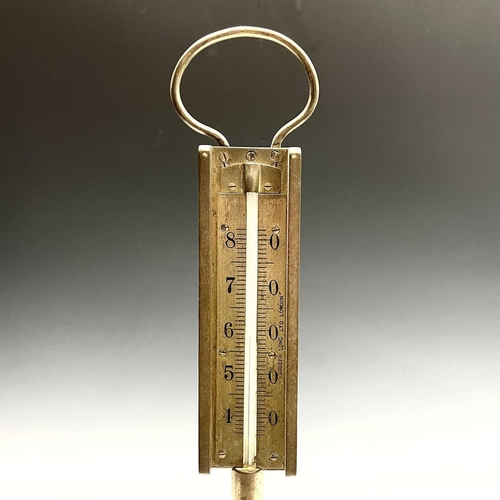 43 - A Field's patent brass hydrometer, with adjustable scale and fitted base, height 40cm, together with... 