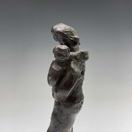 57 - Modern British School, a stylised bronze figure of a mother and child, apparently unsigned, height 2... 