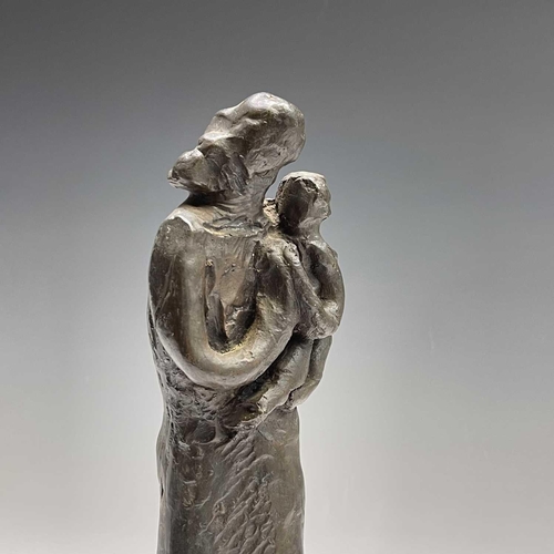 57 - Modern British School, a stylised bronze figure of a mother and child, apparently unsigned, height 2... 