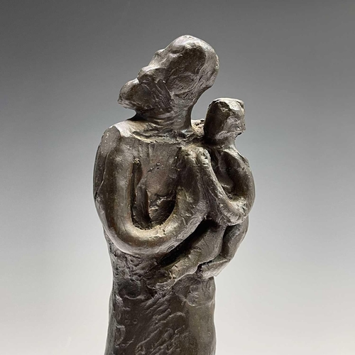 57 - Modern British School, a stylised bronze figure of a mother and child, apparently unsigned, height 2... 