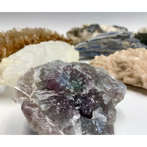 97 - An interesting collection of eight identified mineral specimens comprising, flourite, okenite/gyroli... 