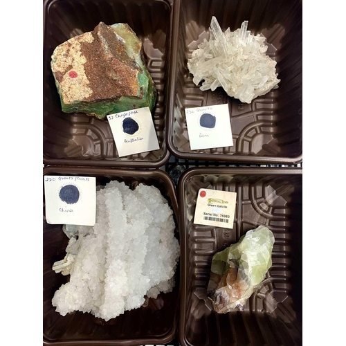 98 - An interesting collection of eight identified mineral specimens comprising, mica schist, stilbite, b... 