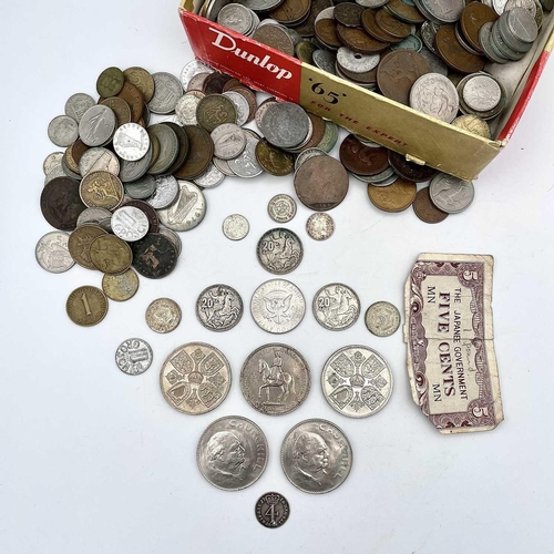 10 - Great Britain and World Silver and other Coins. A box containing a quantity of coins, but noted: A 1... 