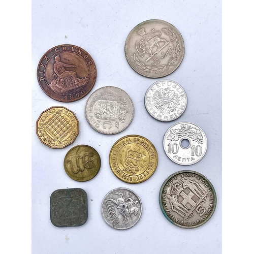 10 - Great Britain and World Silver and other Coins. A box containing a quantity of coins, but noted: A 1... 