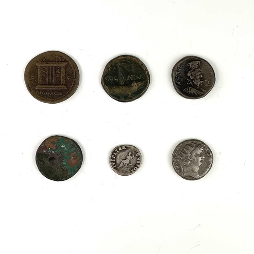 110 - Roman Empire - Nero 54-68 AD. 6 coins, including 1 silver, from same collection as previous lots. In... 