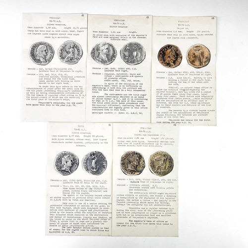 112 - Roman Empire - Vespasian/Titus 69-81 AD. 5 coins including 3 silver. From same collection as previou... 