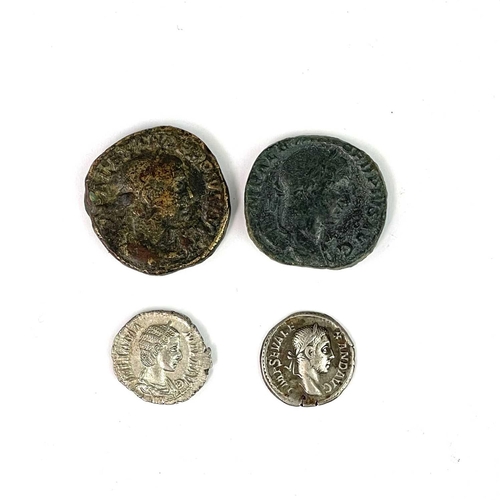 121 - Roman Empire - Severus Alexander/Julia Mamaea 222-235 AD. 4 coins including 2 silver. From same coll... 