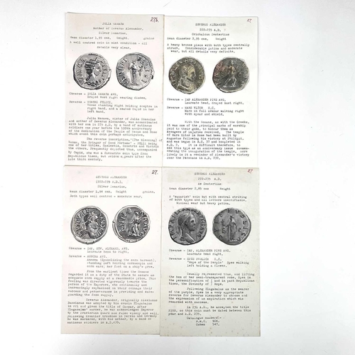 121 - Roman Empire - Severus Alexander/Julia Mamaea 222-235 AD. 4 coins including 2 silver. From same coll... 