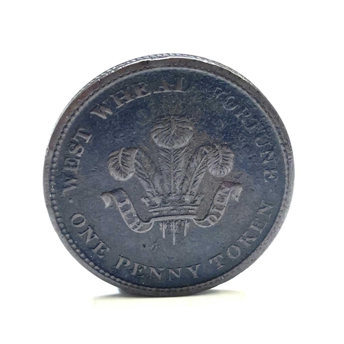 132 - Cornwall Penny Token. A West Wheal Fortune Penny Token with St Michael's Mount to rear. Reasonable d... 