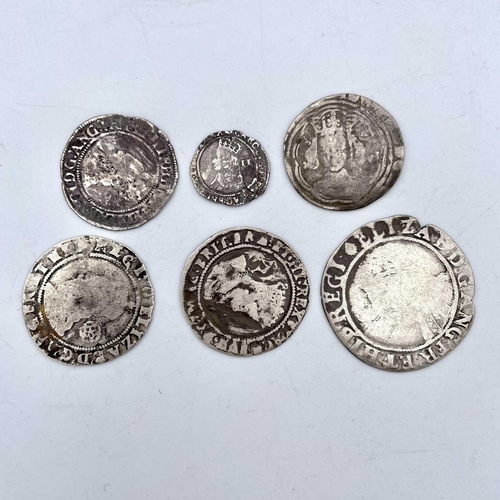 17 - Great Britain Hammered Coinage (x6). A mixed lot comprising: A groat in worn condition, Elizabeth I ... 