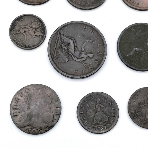 20 - Great Britain Copper Coinage (x14). A mixed lot of 14 coins. Noted a reasonable 1797 2d cartwheel co... 