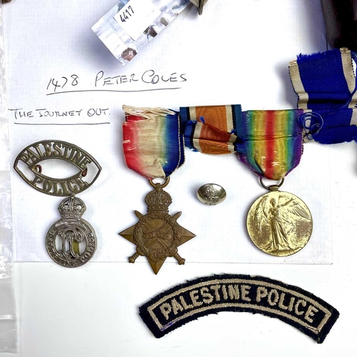 236 - Palestine Police (Pre 1948 Israel) Interest - Memorabilia. The property of Mounted Constable 1478 Pe... 