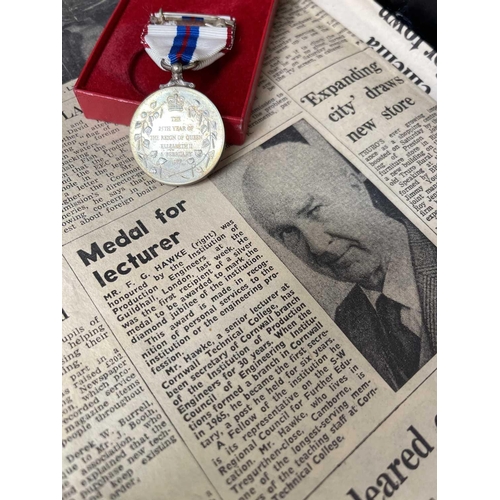 251 - Cornwall Interest: 1977 Silver Jubilee Medal together with the Institute of Production Engineers Sil... 