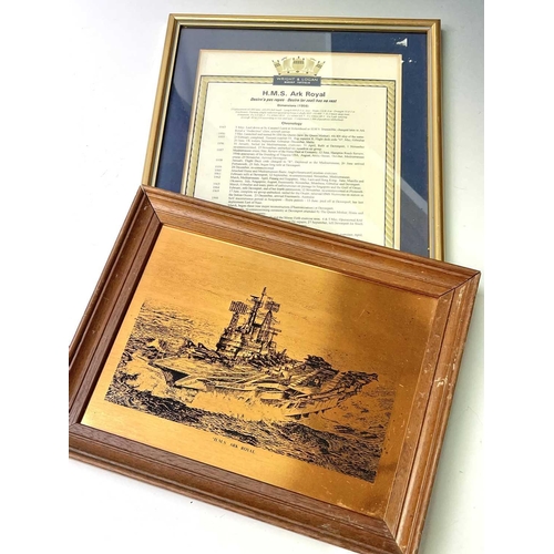 259 - Military - Royal Navy Ark Royal and other Naval Interest. Comprising 7 framed pictures relating to H... 