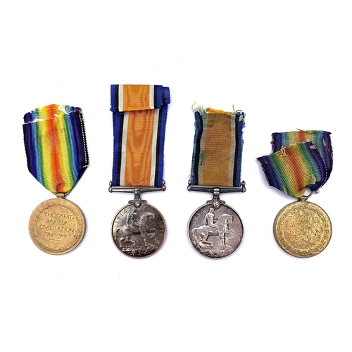 264 - 1st World War pairs (x 2) Comprising a) British War Medal and Victory Medal awarded to 88697 Private... 