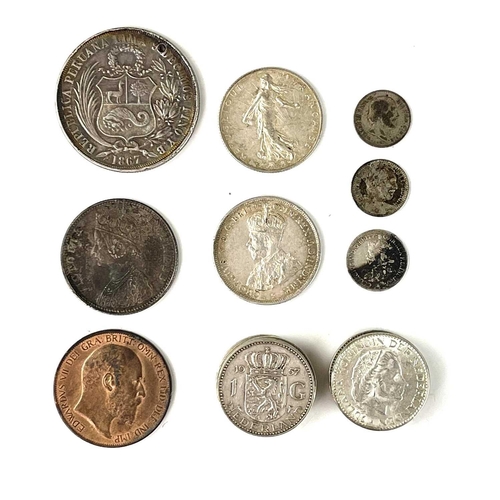 33 - World Silver Coinage: Australia, India, Netherlands, etc. Comprising a good Australian 1918 M Two Sh... 