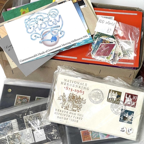 332 - World Stamps. Large box containing mostly Foreign stamps - noted Russian collection in two albums, q... 