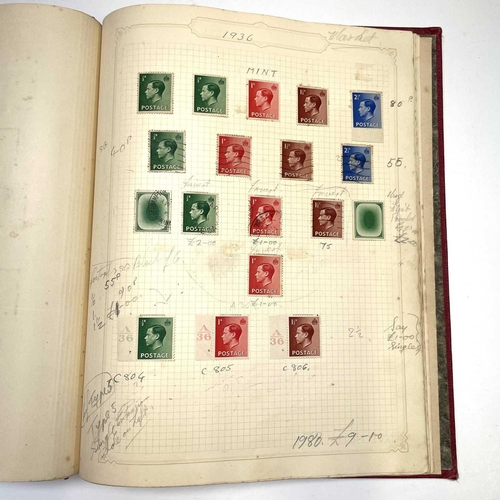 335 - Great Britain. A red Simplex album G.B mint and used stamps from 1841 to 1940's. Noted: 1841 1d red ... 