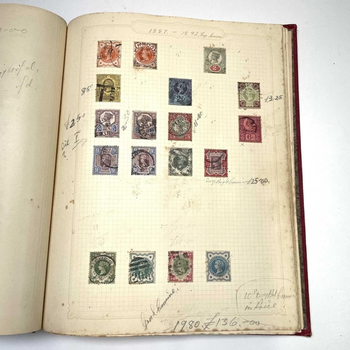 335 - Great Britain. A red Simplex album G.B mint and used stamps from 1841 to 1940's. Noted: 1841 1d red ... 